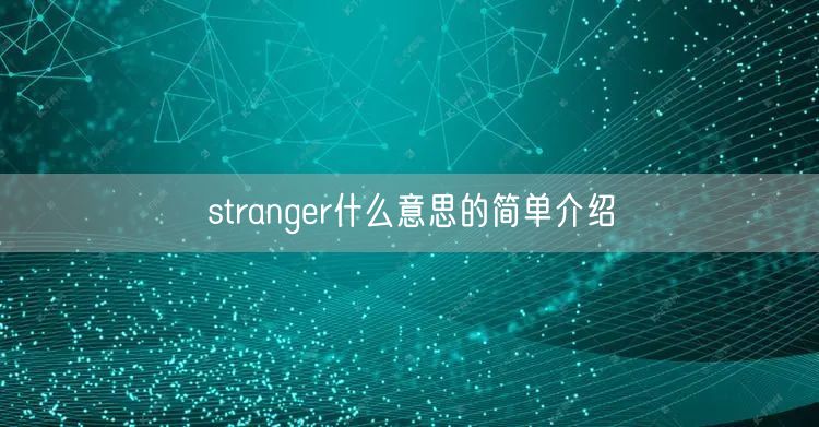 stranger什么意思的简单介绍