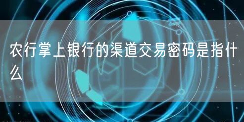 农行掌上银行的渠道交易密码是指什么 农行掌上银行的渠道交易密码是指什么